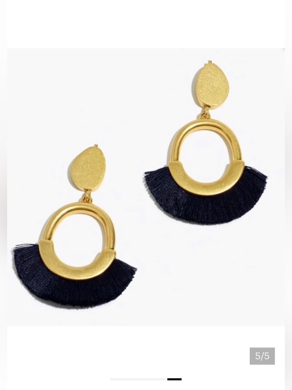 Madewell Gold and Navy Fan Tassel Drop Earrings